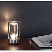 baratos Candeeiros de mesa-Candeeiro de mesa recarregável sem fio LED retro bar lâmpadas de mesa de metal toque dimmer luz noturna tri-cores para restaurante quarto bar hotel luzes de decoração de casa