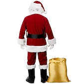 cheap Christmas Costumes-Santa Suit Christmas Santa Claus Costume for Men's Adults Cosplay Costume 9PCS Outfit