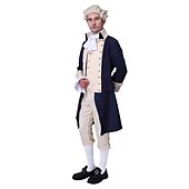 economico Outfit-set con camicia gilet trench pantaloni parrucca coloniale 2*berretti per parrucca abito vittoriano da uomo alexander hamilto retro vintage rococò 17th secolo costume cosplay halloween masquerade
