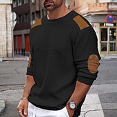 economico maglione pullover da uomo-Per uomo Felpa Maglione A coste Nido d&#039;ape Maglia Lavorato a maglia Liscio Girocollo Tenere al caldo Contemporaneo moderno Da tutti i giorni Per uscire Abbigliamento Autunno inverno Nero Bianco S M L