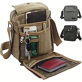 cheap Men's Bags-Men's Canvas Crossbody Shoulder Bag – Multi-Pocket Travel Messenger Bag with Zipper Compartments for Outdoor, Commuting, and Daily Use