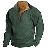 Men's Sweatshirt Zip Sweatshirt Green Half Zip Color Block Patchwork Sports & Outdoor Daily Holiday Polyester Streetwear Basic Casual Spring &  Fall Clothing Apparel Hoodies Sweatshirts  Long Sleeve3