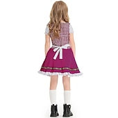 abordables Niños-Víspera de Todos los Santos Oktoberfest Vestidos Disfraz Falda acampanada Oktoberfest / Cerveza bávaro traje de cosplay Viena prados Chica Carnaval Fiesta / Noche Paño de estilo tradicional Vestido