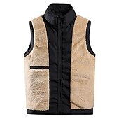 abordables Gilets-Homme Gilet polaire Gilet Usage quotidien Vacances Sortie Mode basique Printemps &amp; Automne Bouton Polyester Confortable Plein Boutonnage Simple Col Mao Col V Standard Noir Rouge bleu marine Gilet