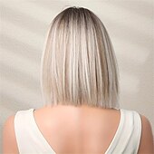 abordables perruque plus âgée-Perruque Synthétique Droit Partie médiane Perruque Court A1 A2 A3 Cheveux Synthétiques Femme Design à la mode Doux Naturel Noir Marron Blond