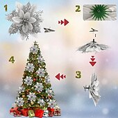 olcso Koszorúk, Girlandok és Díszek-50db piros mikulásvirág műkarácsonyi dekor, csillogó mikulásvirág karácsonyfa virágdísz, barkácsolt karácsonyi koszorú dekor