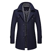 Men's Winter Coat Wool Coat Trench Coat Street Business Fall Winter Woolen Thermal Warm Breathable Outerwear Clothing Apparel Casual Solid Color Pocket Turndown Single Breasted4