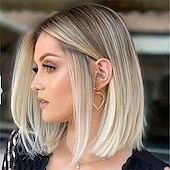 abordables perruque plus âgée-Perruque Synthétique Droit Partie médiane Perruque Court A1 A2 A3 Cheveux Synthétiques Femme Design à la mode Doux Naturel Noir Marron Blond