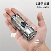 abordables Linternas-Mini linterna llavero recargable por USB con luces laterales multicolores - 7 modos de iluminación para camping y emergencias