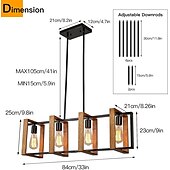 economico Modello a candelabro-illuminazione dell&#039;isola della cucina, lampada a sospensione della fattoria della sala da pranzo a 4 luci, lampada a sospensione moderna nera, lampada da tavolo da biliardo, finitura in legno e
