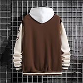 voordelige Herenjacks &amp; jassen-Voor heren Bomberjack Overgangsjack Varsity-jas Buiten Vakantie Warm Knop Zak Herfst Winter Kleurenblok Modieus Streetwear Opstaande boord Normaal Appel Groen Zwart Bordeaux Bruin Groen Jacks