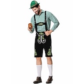 cheap Men-Oktoberfest Lederhosen Shirt Bavarian Bavarian German Wiesn Men's Traditional Style Cloth Blouse Shorts Hat