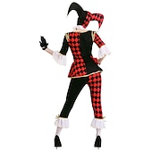 abordables Disfraces para parejas y grupos-Burlesques Payaso bufón Payaso Disfraz de carnaval Traje de cosplay Adulto Mujer Cosplay Rendimiento Fiesta Víspera de Todos los Santos Carnaval Mascarada Mardi Gras Disfraz de carnaval fácil