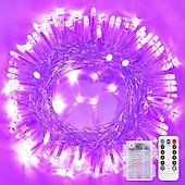 abordables Guirlandes lumineuses à piles-Halloween Noël boîte à piles étanche guirlande lumineuse 8 fonctions télécommande intérieure et extérieure cour jardin décoration de mariage lumière 4m-30leds/6.5m-50leds/10m-100leds