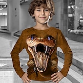 tanie 3D zwierzęta dla chłopca-Dla chłopców 3D Zwierzę T-shirt Długi rękaw Druk 3D Jesień Zima Sport Moda Moda miejska Dzieci 3-12 lat Na zewnątrz Codzienny Regularny