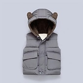 billiga Boy&amp;#39;s Downs &amp;amp; Pufferjacka-Småbarn Pojkar Pufferjacka Ytterkläder Ensfärgat Ärmlös Täcka Utomhus Häftig Förtjusande Dagligen Svart Grön Beige Höst Vinter 3-7 år