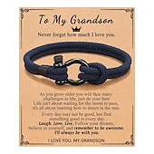 cheap Wearable Accessories-Milan Rope Hand Woven Bracelet To My Son&#039;s Grandson Stainless Steel Horseshoe Buckle Bracelet