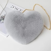 billige Crossbody-vesker-dame håndvesker dame valentin bag hjerteformet veske crossbody veske mobiltelefon veske fuskepels fest valentinsdag ferie lett svart hvit rosa