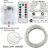 お買い得  電池式-2メートル 5メートル 10メートル ストリングライト 20/50/100/120 LED 2835 SMD 温白色 ホワイト マルチカラー 銅線ライト ハロウィーン クリエイティブ パーティー 3 V