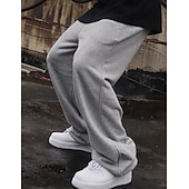 cheap Straight Leg-Men's Sweatpants Joggers Trousers Straight Leg Sweatpants Pocket Drawstring Elastic Waist Plain Comfort Breathable Outdoor Daily Going out Fashion Casual Black Navy Blue