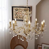 abordables Lustres style bougie-lustre led plafonnier en cristal 6/8 tête k9 cristal conception unique lumières encastrées en acier inoxydable led style nordique lustres de style bougie 110-120v 220-240v