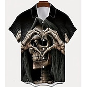 billiga Halloween grafik-Halloween Skelett Dödskalle Pumpa Hawaiian Shirts Aloha Shirt Mönster Till Herr Vuxna Halloween Karnival Maskerad 3D-utskrift Fest Halloween