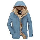 preiswerte Herrenjacken &amp; Herrenmäntel-Herren Wintermantel Fleecejacke Warm Verdicken Outdoor Freizeitskleidung Feste Farbe Oberbekleidung Bekleidung Blau Grün Kaki
