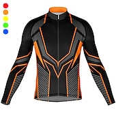 preiswerte Radtrikot Herren-Herren Radtrikot Grafik Geometrisch Langarm Fahhrad Oberteil mit 3 Gesäßtaschen Mountainbike MTB Straßenradsport Schnelltrocknend Reflektierende Streifen Rückentasche Feuchtigkeitsableitend Sport