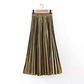 ieftine Fuste simple-Pentru femei Fustă Linie A Leagăn Fusta lunga Elegant Modă Maxi Talie Înaltă Fuste Mată Plisată Stradă Zilnic Argintiu Roșu Vin Negru Auriu Iarnă Amestec Bumbac Catifea