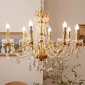 abordables Lustres style bougie-lustre led plafonnier en cristal 6/8 tête k9 cristal conception unique lumières encastrées en acier inoxydable led style nordique lustres de style bougie 110-120v 220-240v