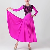 economico Abbigliamento da Competizione-Balli da sala Abito Di pizzo A pieghe A fantasia Per donna Prestazioni Feste Manica a 3/4 Elastene