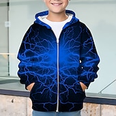 billiga Pojkens 3D Vision &amp; Geometri-Pojkar 3D Grafisk Huvtröja Kappa Ytterkläder Långärmad 3D-tryck Höst Vinter Mode Streetwear Häftig Barn 3-12 år Utomhus Ledigt Dagligen Normal