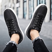 billiga Herrsneakers-Herr Sneakers Kontor / Business Vita skor Promenad Ledigt Dagligen Läder Bekväm Korta stövlar / ankelstövlar Loafers Svart Vit Vår Höst