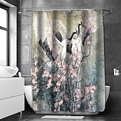 お買い得  シャワーカーテン-フック付きシャワーカーテン 180cm*180cm（70&quot;*70&quot;）ポリエステル 洗濯可能 防水 風景 フローラル プラントパターン