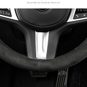 preiswerte Lenkradbezüge-Starfire-Wildlederbezug für alle Jahreszeiten, ultradünner, rutschfester, runder, atmungsaktiver Auto-Lenkradbezug