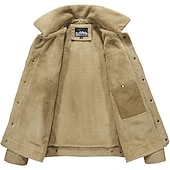 tanie Kurtki cargo-Męskie Kurtka Trucker Płaszcz zimowy Kurtka Sherpa Kieszeń Biuro i kariera Randka Codzienne Na zewnątrz Codzienny Sport Zima Równina Niebieski Zielony Khaki Kurtka puchowa