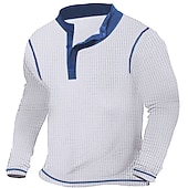 olcso Alkalmi Henley póló-Férfi Póló Gofri Henley ing Henley ing Tee Top Hosszú ujjú ing Kollázs Henley Utca Vakáció Hosszú ujj Kollázs Ruházat Divat Dizájn Alap