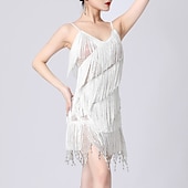 abordables Vestidos de Práctica-Baile Latino Vestido Borla Color Puro Corte Mujer Rendimiento Entrenamiento Sin Mangas Cintura Alta Poliéster