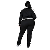 cheap Women&#039;s Tracksuit-Women&#039;s Tracksuit Sweatsuit 2 Piece Athletic Winter Long Sleeve Thermal Warm Breathable Soft Fitness Running Jogging Sportswear Activewear Striped Black Yellow Light Green