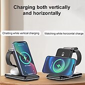 voordelige Draadloze opladers-3 in 1 opvouwbare 15w snelle draadloze oplader stand voor iphone 14 13 12 pro max apple watch airpods pro draadloos laadstation