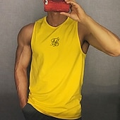 preiswerte Fitness Tank-Tops-Herren Tank Top Weste Unterhemd Ärmelloses Shirt Ärmellos Rundhalsausschnitt Sommer Grafikdrucke Mode Leicht Atmungsaktiv Druck Outdoor Straße Lässig Schwarz Weiß Gelb Top T-Shirt für Herren