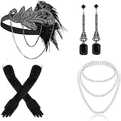economico Accessori e altro-Anni 1920 Il grande Gatsby Abiti Il grande Gatsby Invitato al matrimonio Halloween Carnevale Halloween Ricevimento di nozze Adulti Guanti Collana Copricapo Tutte le stagioni