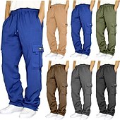 cheap Sweatpants-Men&#039;s Sweatpants Joggers Trousers Cargo Sweatpants Pocket Plain Comfort Breathable Outdoor Daily Going out Fashion Casual Dark Khaki Black