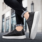billiga Herrsneakers-Herr Sneakers Kontor / Business Vita skor Promenad Ledigt Dagligen Läder Bekväm Korta stövlar / ankelstövlar Loafers Svart Vit Vår Höst