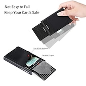 お買い得  カードホルダーとケース-1個薄型アルミニウム財布 クレジットカードホルダー RFID財布 メタル薄型スリムバンクカードケース メンズ・レディースポップアップクレジットカードバッグ