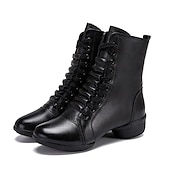 levne Taneční boty-dámské červené šněrovací kožené taneční boty s bočním zipem, pohodlné a stylové pro různé taneční styly, perfektní na vystoupení a zkoušky