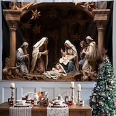 billige hengende juleteppe-juledekorasjoner nativity dåp hengende billedvev veggkunst jul stor billedvev veggmaleri dekor fotografi bakteppe teppe gardin hjem soverom stue dekorasjon