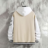 voordelige Herenjacks &amp; jassen-Voor heren Bomberjack Overgangsjack Varsity-jas Buiten Vakantie Warm Knop Zak Herfst Winter Kleurenblok Modieus Streetwear Opstaande boord Normaal Appel Groen Zwart Bordeaux Bruin Groen Jacks