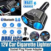 billige Bluetooth-/håndfrisett til bil-Bluetooth 5.0 dobbelt USB bil lader - 4.8A hurtiglader adapter sigarett lighter socket splitter telefonlading