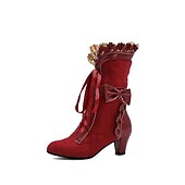 abordables Botas de mujer-Mujer Botas Zapatos de Navidad Bullock Zapatos Tallas Grandes Exterior Navidad Diario Color sólido Botines Botines Invierno Encaje Tacón de gatito Dedo redondo Elegante Casual Minimalismo Zapatos de